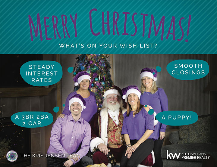 Keller WIlliams Premier Realty: Kris Jensen Team with Santa Dan Final Christmas Card